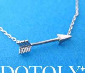 Small Arrow Feather Arrowhead Charm Necklace in Sterling Silver