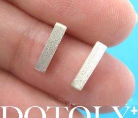 Simple Rectangular Block Shaped Stud Earrings in Sterling Silver 