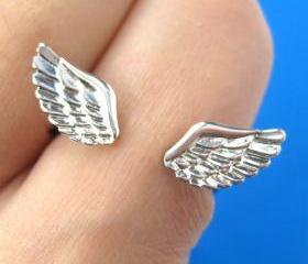 Angel Wings Feather Adjustable Ring in Shiny Silver - Allergy Free