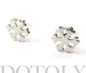 Simple Snowflake Shaped Star Stud Earrings in Silver