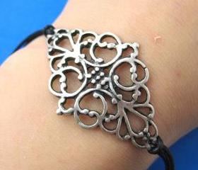 Floral Art Nouveau Inspired Charm Bracelet in Silver
