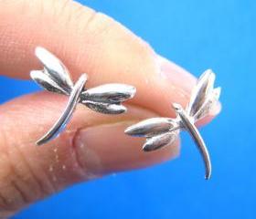 Classic Dragonfly Insect Animal Stud Earrings Sterling Silver