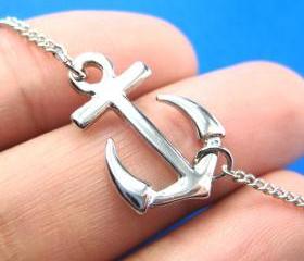Simple Anchor Nautical Navy Inspired Necklace in Silver