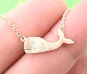 Cute Whale Sea Animal Charm Necklace in Copper