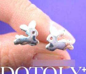 Bunny Rabbit Animal Stud Earrings in Sterling Silver