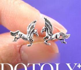Small Unicorn Horse Animal Stud Earrings in Sterling Silver