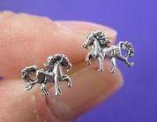 Small Horse Pony Animal Stud Earrings in Sterling Silver