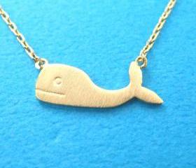 Cute Whale Sea Animal Charm Necklace in Gold