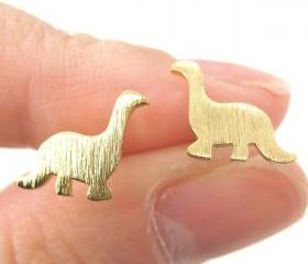 Dinosaur Shape Animal Stud Earrings in Copper with Sterling Silver Posts